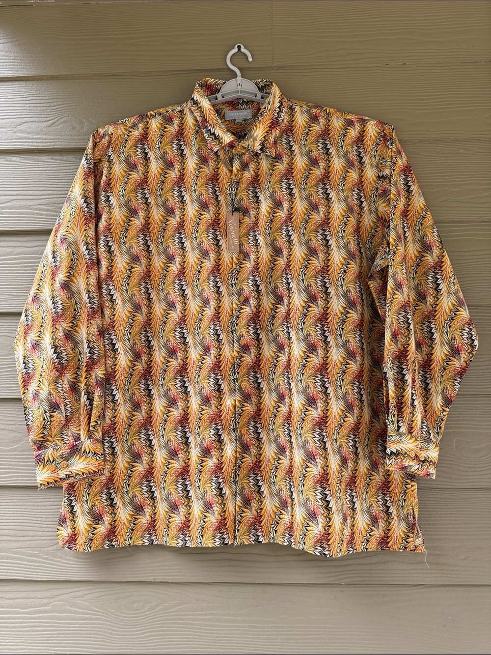 Veronelli by Karl Knox Mens Long Sleeve Polyester Button Down Shirt Size 4XL
